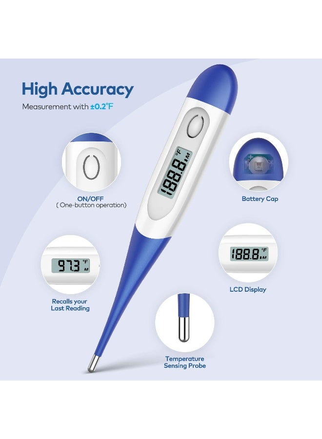 Boncare 10 Seconds Digital Thermometer for Adults and Kids - Accurate & Safe Rectal Thermometer for Baby with Fever Alarm, Oral Thermometer FSA HSA Eligible (Dark Blue) - Image 3